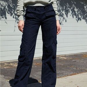 Brandy Melville Pacsun John Galt Kim Cargo Pants Navy Black Adjustable Waist NWT